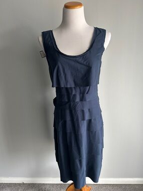 BCBGMaxAzria Navy Tiered Sleeveless Mini Dress